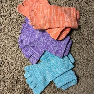 Vibrant Women's Toe Socks Set - Orange, Purple, and Blue